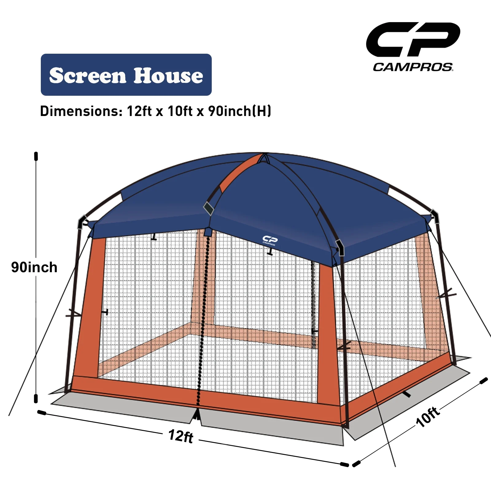 2025 Campros Screen House Room tienda de sombra 12' x 10'. azul.