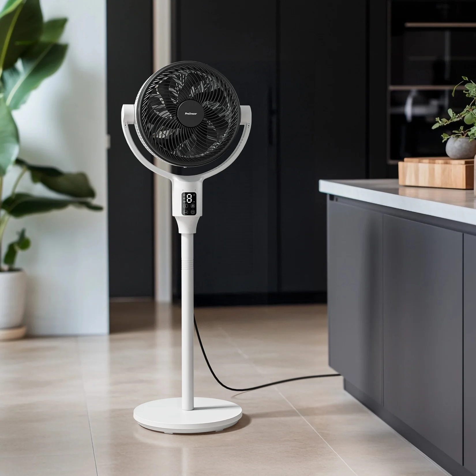 2025 Ventilador de Pie Híbrido AirFlo Plus™ 44 – Circulador de Aire Ultra Silencioso – Blanco