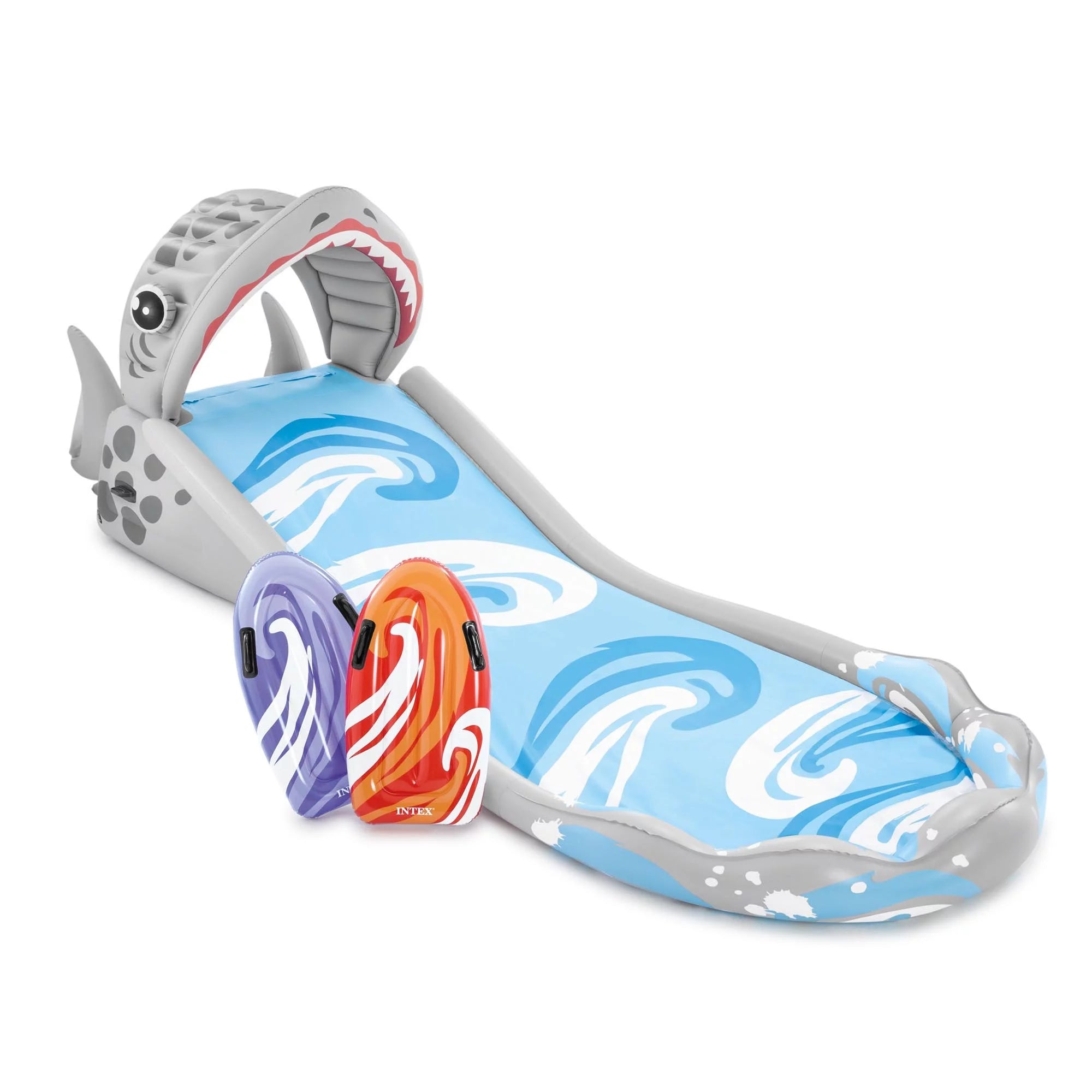 Tobogán de Agua Inflable para Patio Trasero Intex con Surf Riders y Bomba de Aire Eléctrica