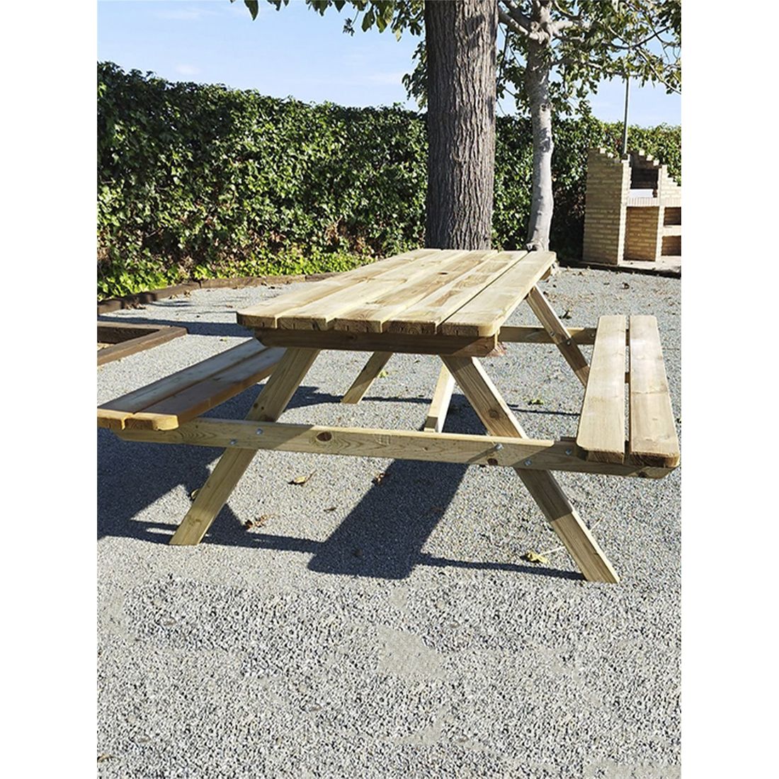 Mesa De Picnic Para 6-8 Adultos  Resistencia  Comedero De Madera Para Exterior  177 X 152 X 71 Cm  Natural