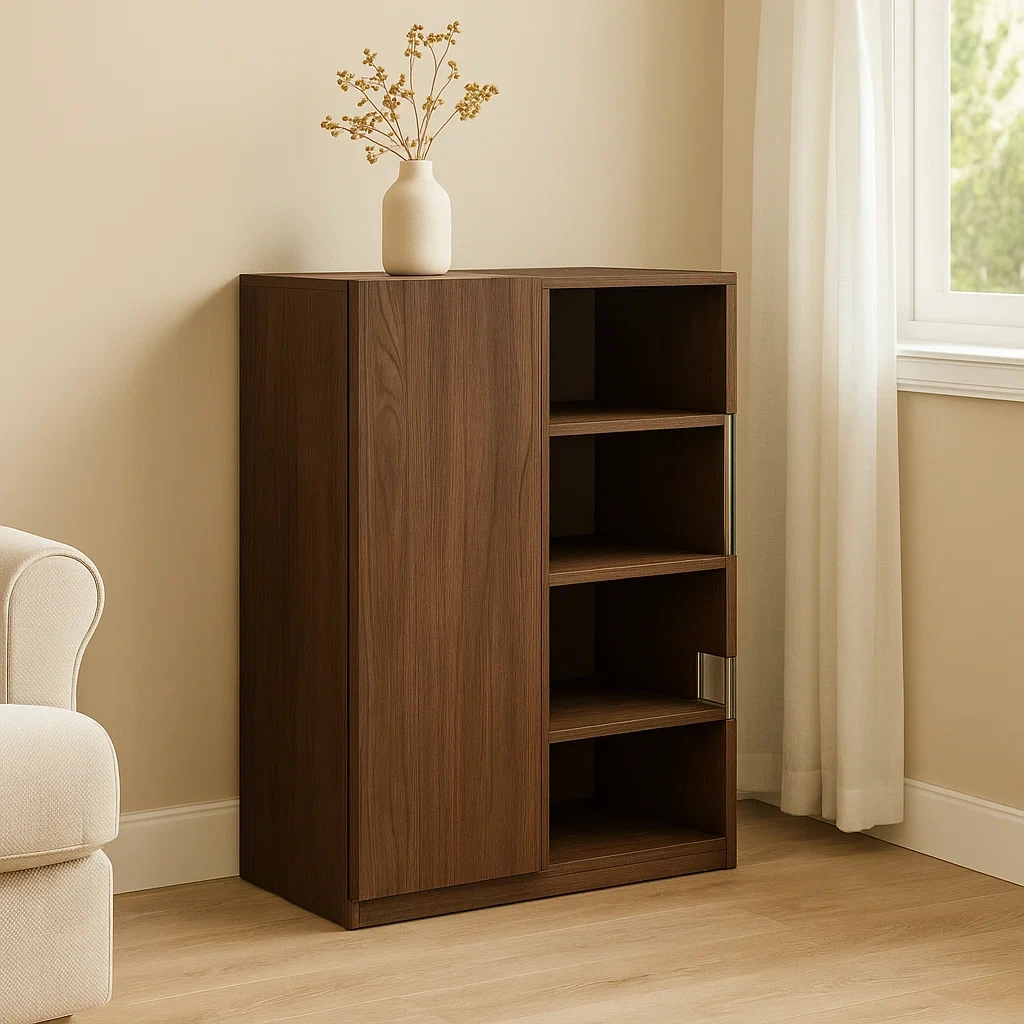 Vitrina con puerta opaca,4 estantes,aglomerado,color marrón oscuro,montaje requerido,uso interior,80x35x110 cm - vdCFRAbFyYYw