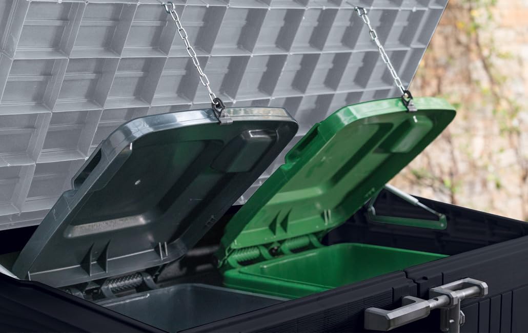 Keter Sio Nova -Cobertizo de jardín Exterior, Capacidad 880L, Color Gris, 132 x 71,5 x 113,5 cm