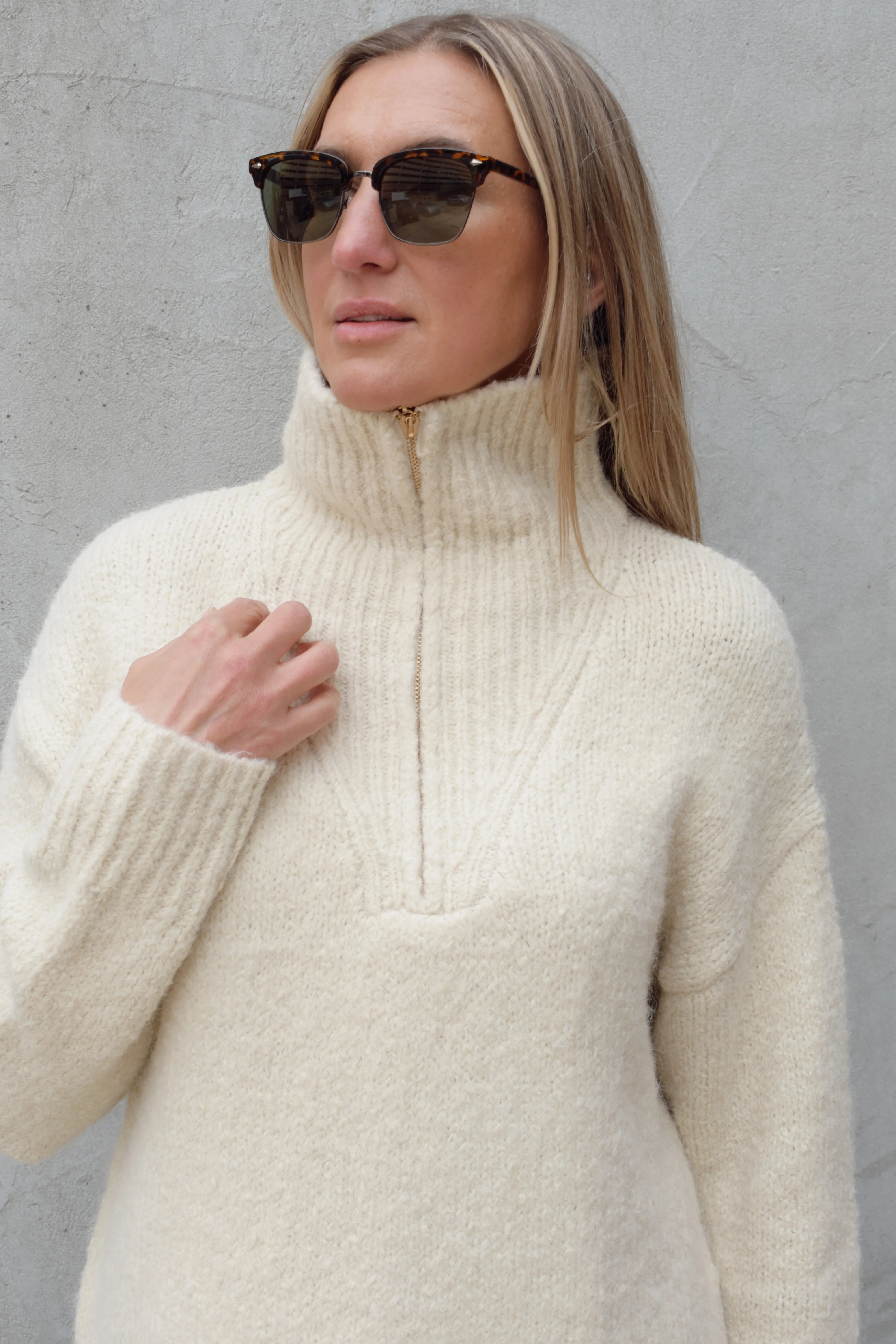 luxe quarter zip sweater