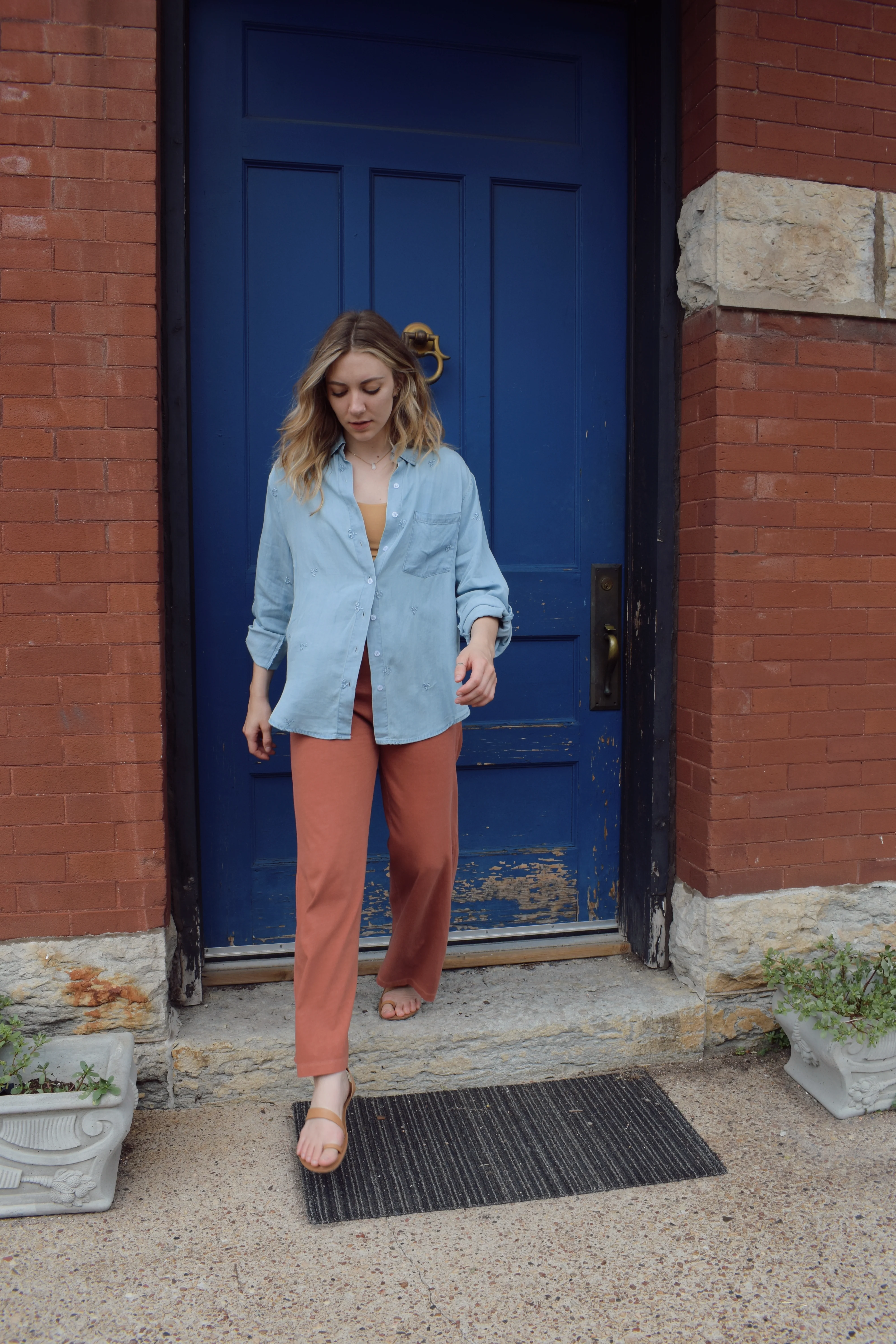 embroidered chambray shirt