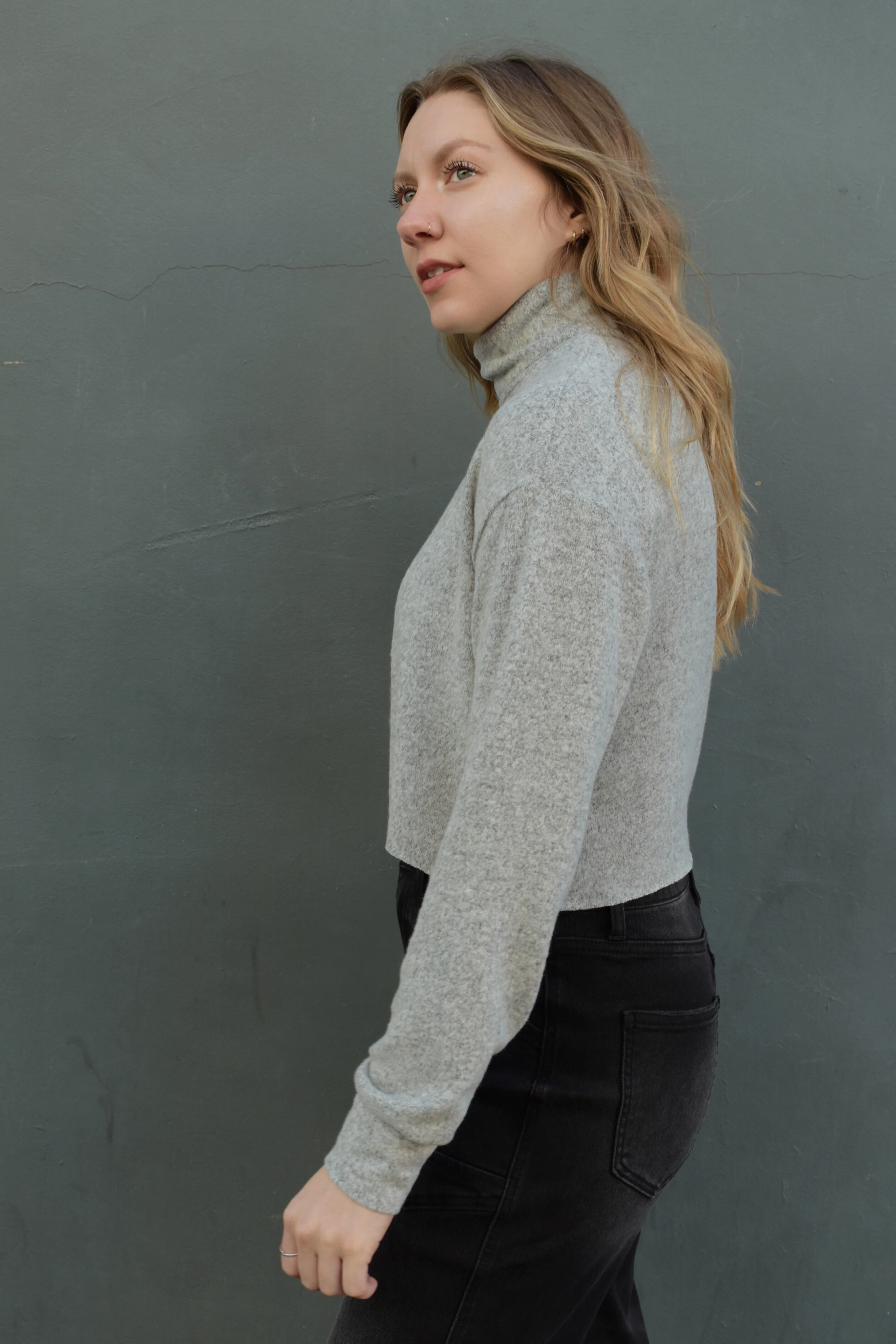 high neck hacci sweater