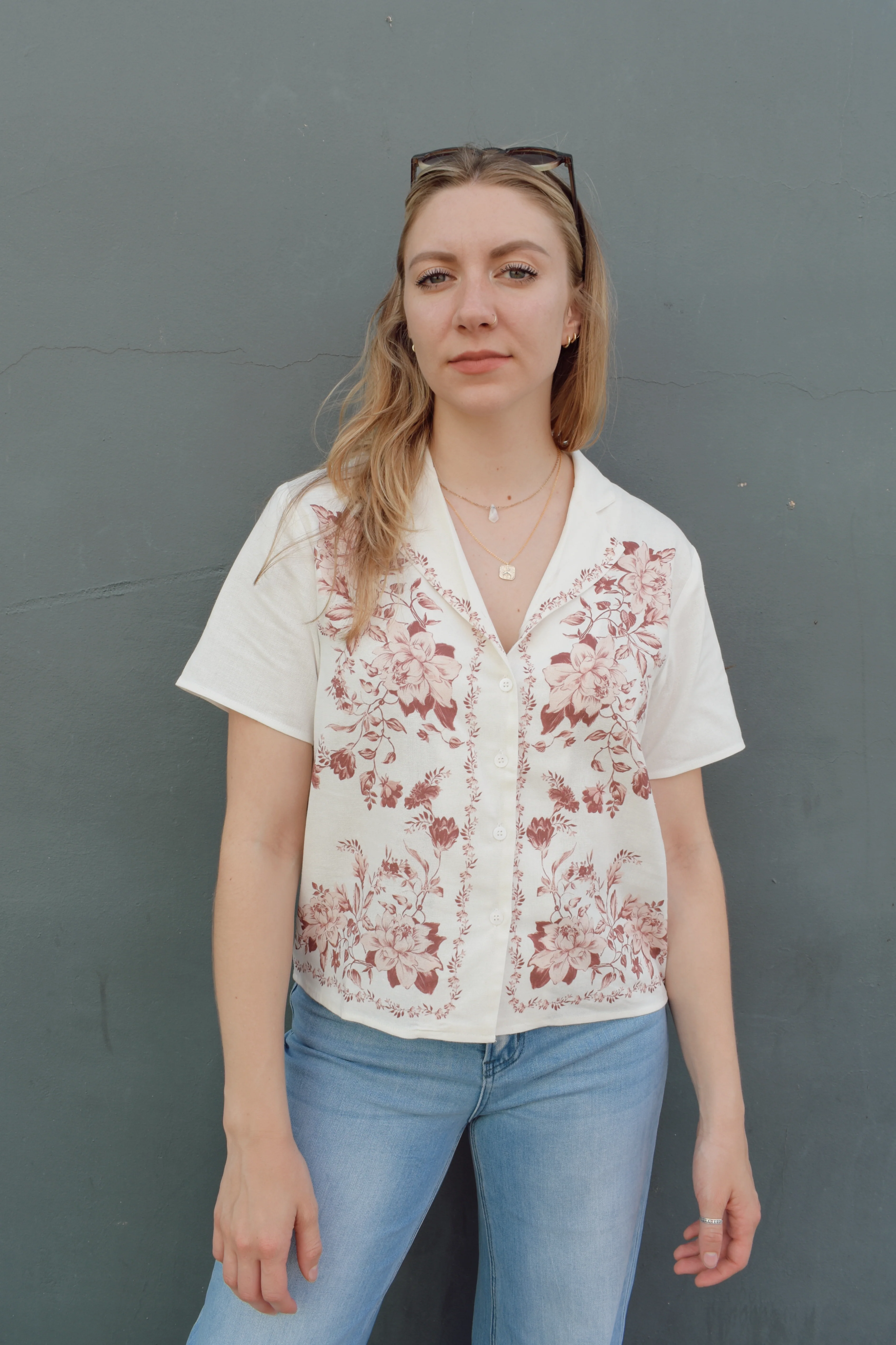 vintage rose buttondown