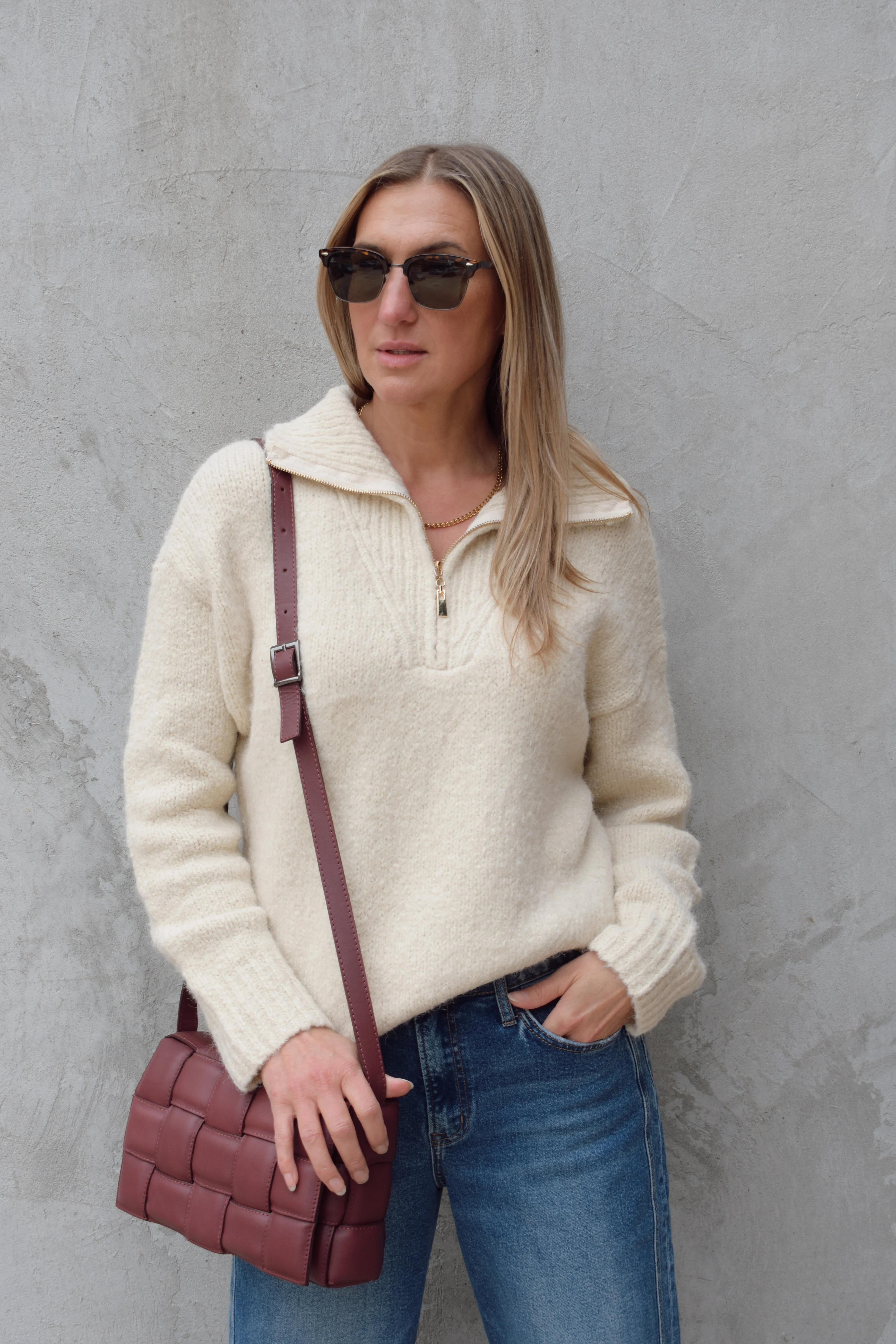 luxe quarter zip sweater