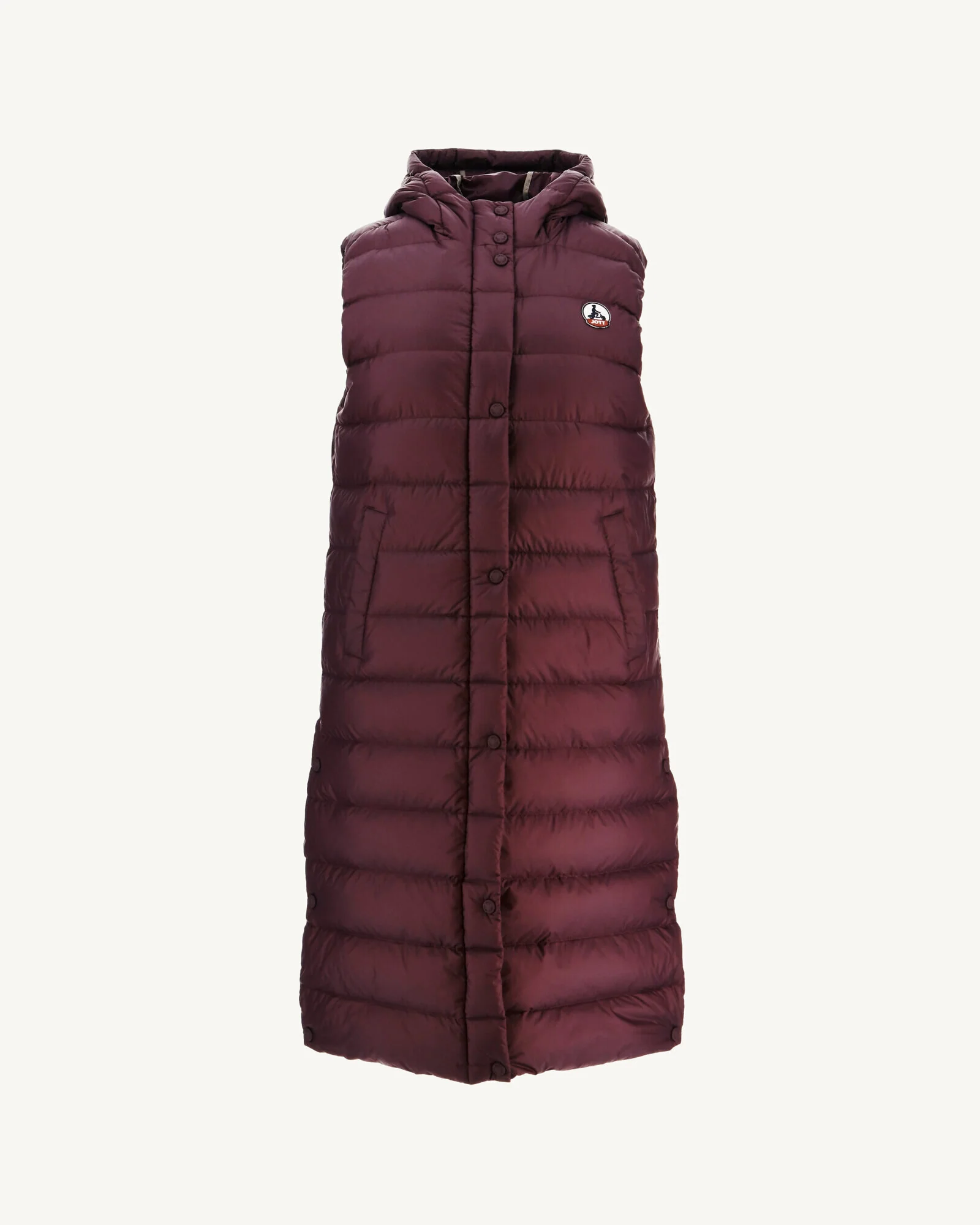 Down jacket long straight hooded Aubergine Lola