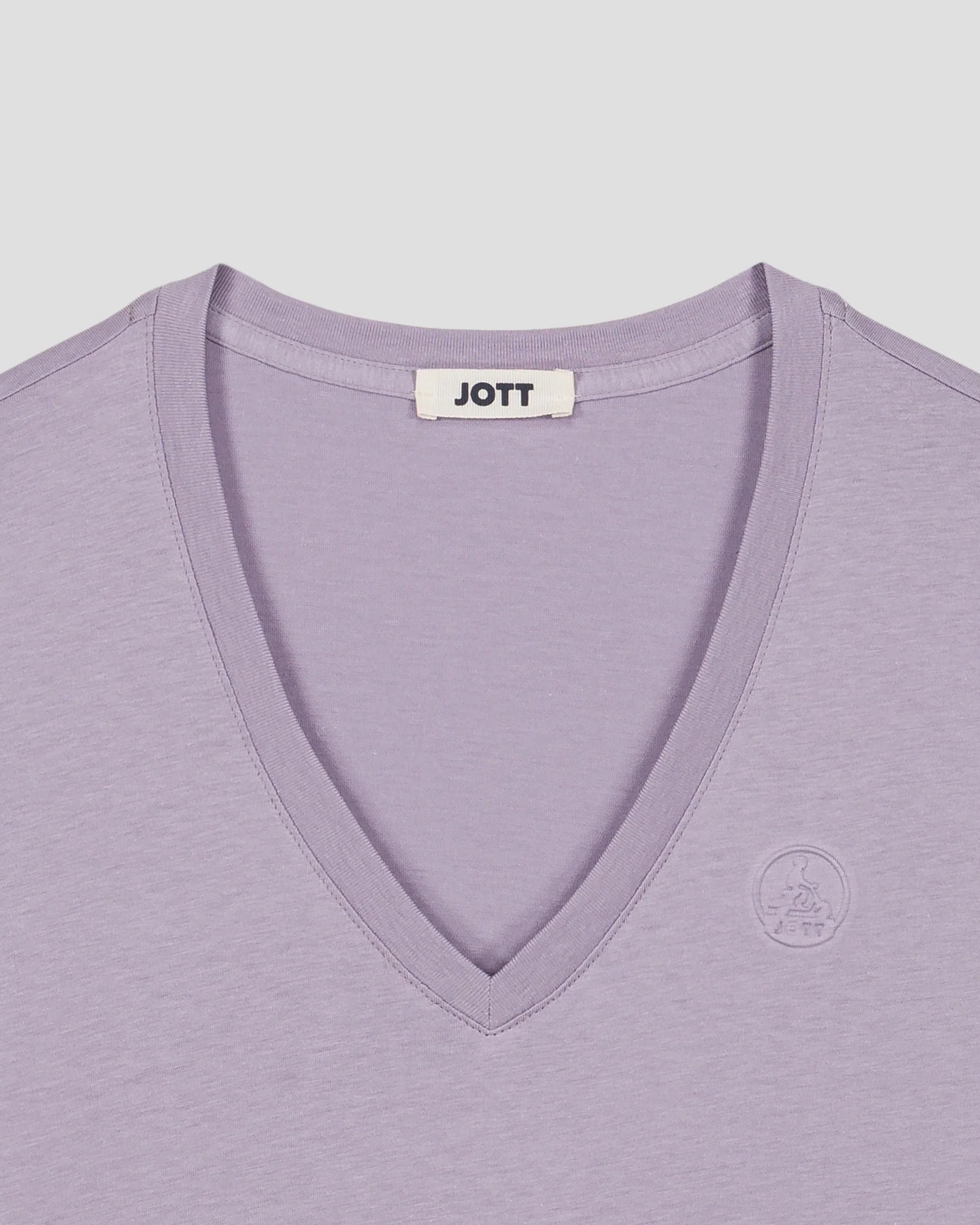 T-shirt uni col V en coton Encens violet Sofia 2.0