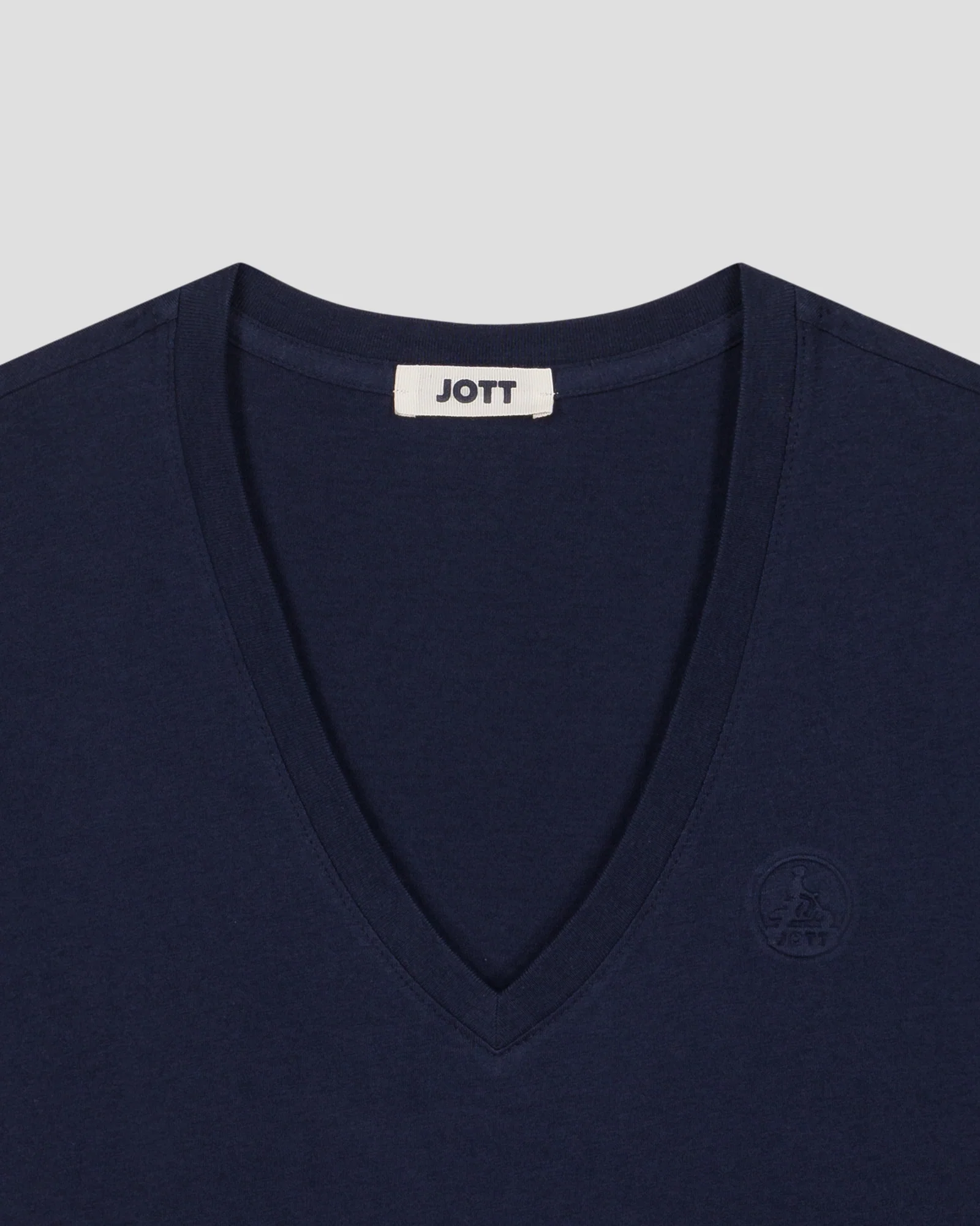 T-shirt uni col V en coton Marine Sofia 2.0