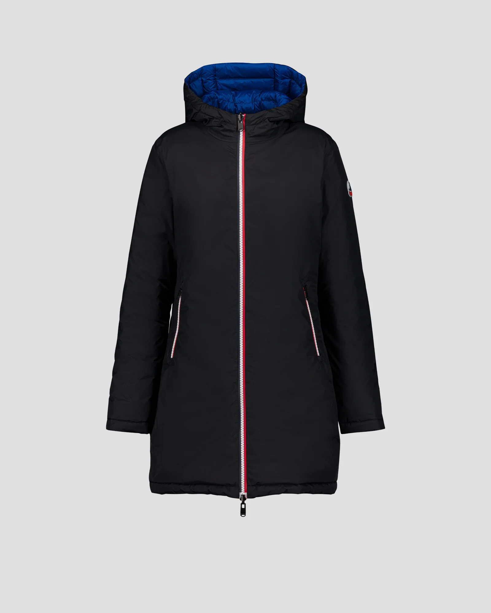 Doudoune longue réversible Noir/bleu cobalt Verone