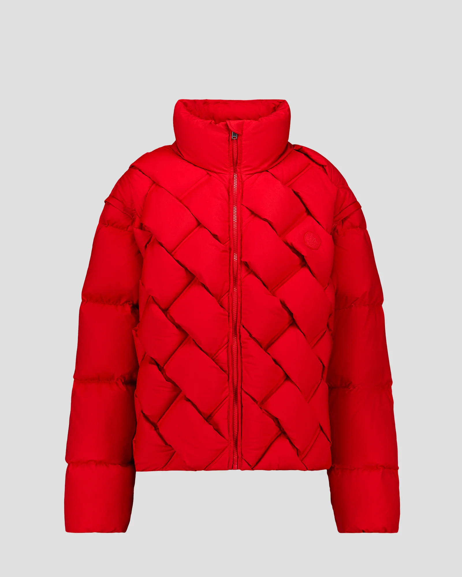 Veste Grand Froid puffer tressée Rouge carmin Alya