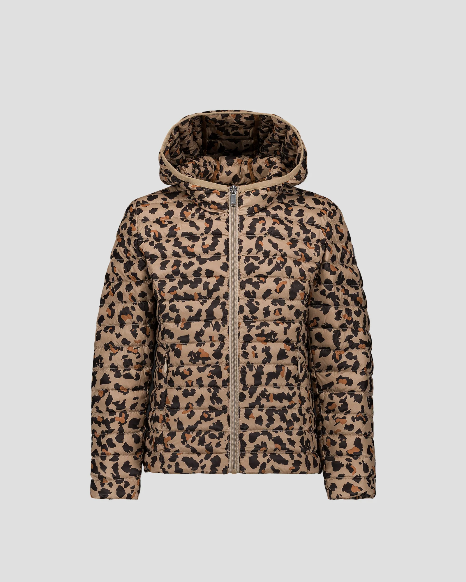 Doudoune légère à capuche enfant Leopard beige Carla print