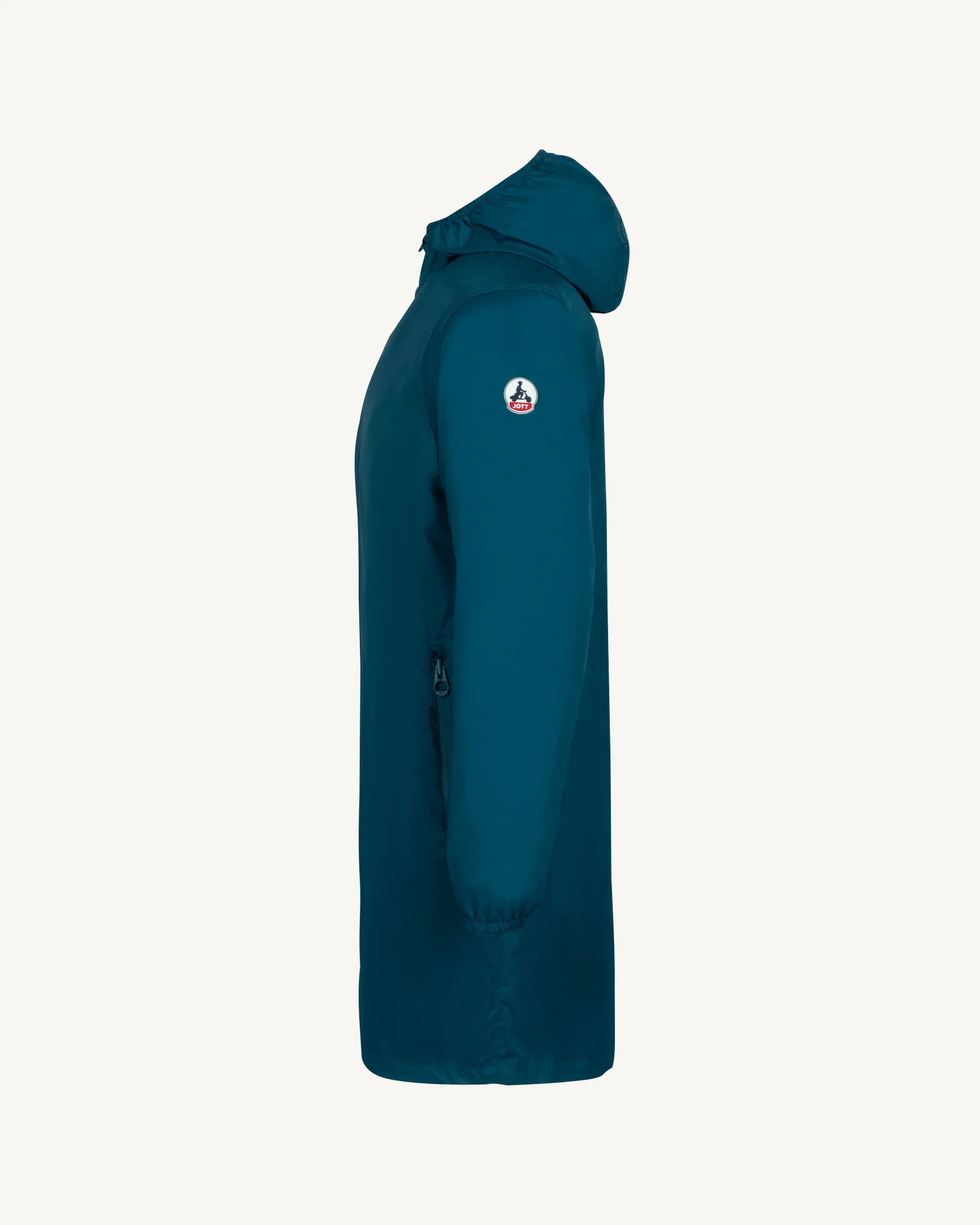 Imperméable long à capuche paquetable Bleu métal Oban