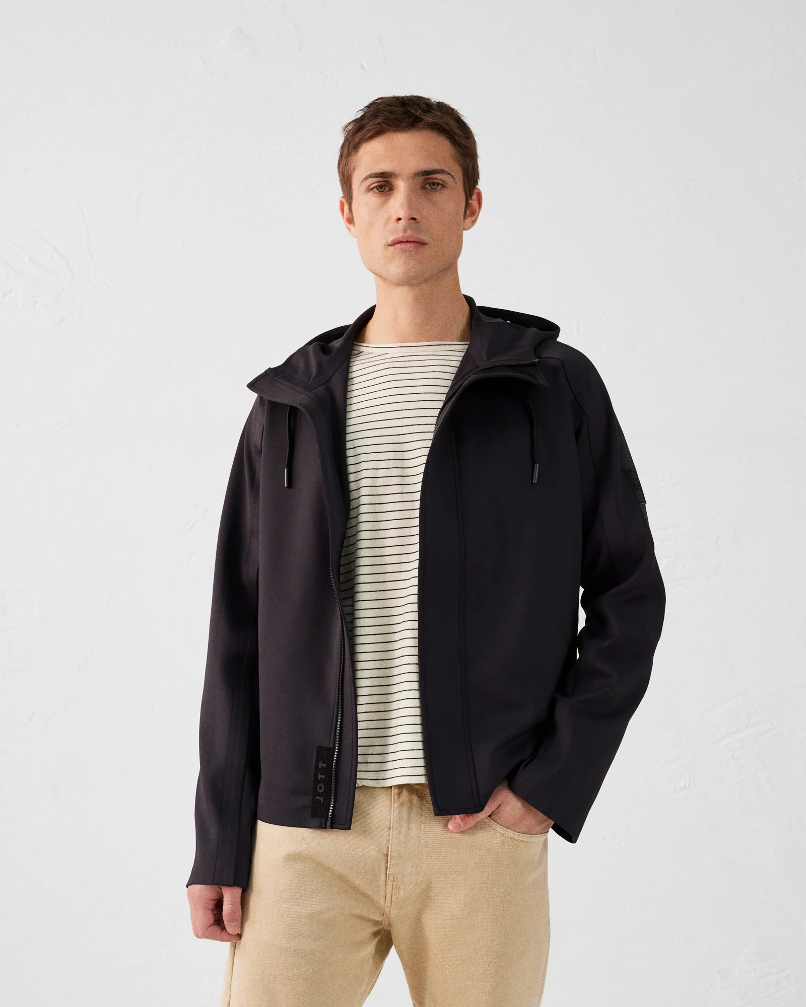 Veste 'oversize' bimatière Noir Ernest